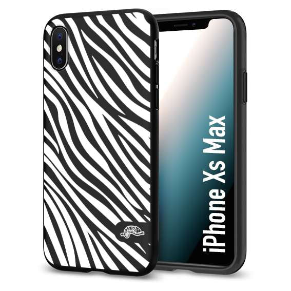 CUSTOMIZZA - Custodia cover nera morbida in tpu compatibile per iPhone Xs Max zebrata maculata a rilievo soft touch donna bianca