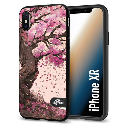 CUSTOMIZZA - Custodia cover nera morbida in tpu compatibile per iPhone Xr giapponese colori morbidi fiori di ciliegio rosa disegnata