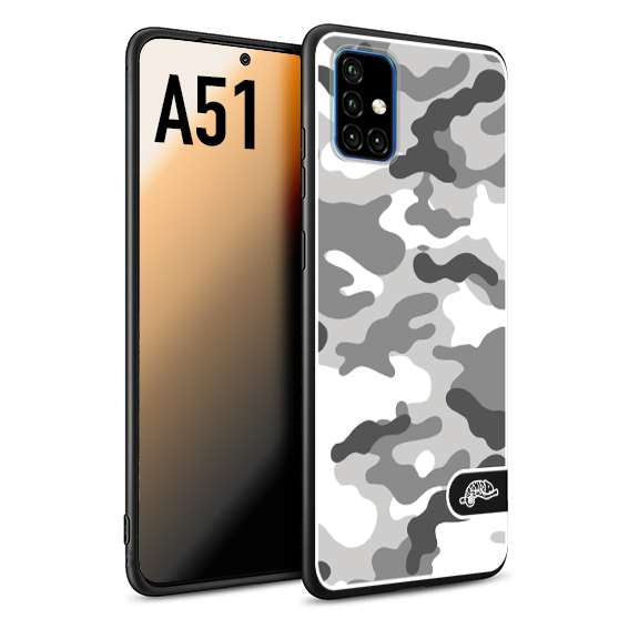 CUSTOMIZZA - Custodia cover nera morbida in tpu compatibile per Samsung A51 camouflage mimetico militare bianco white