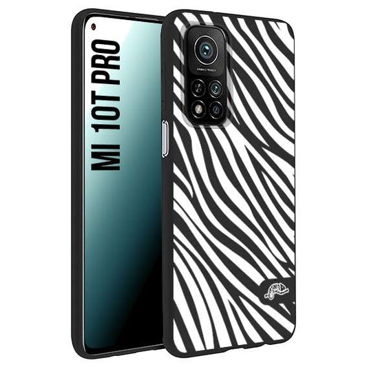 CUSTOMIZZA - Custodia cover nera morbida in tpu compatibile per Xiaomi Mi 10T PRO zebrata maculata a rilievo soft touch donna bianca