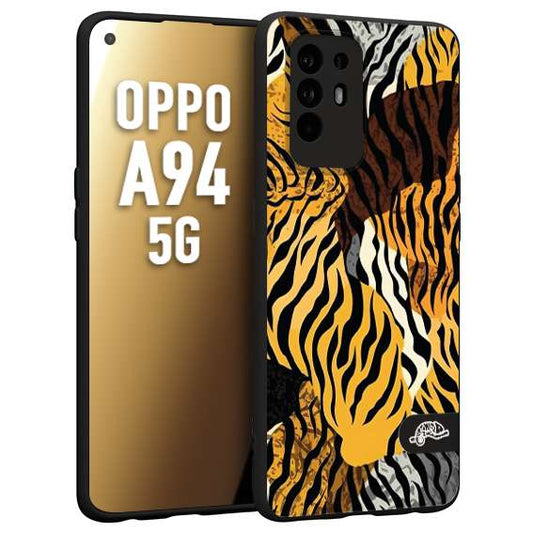 CUSTOMIZZA - Custodia cover nera morbida in tpu compatibile per Oppo A94 5G leopardato tigrato tiger colorata donna fashion estate