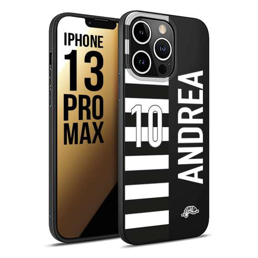 CUSTOMIZZA - Custodia cover nera morbida in tpu compatibile per iPhone 13 PRO MAX personalizzata calcio football nome e numero calciatori bianconera