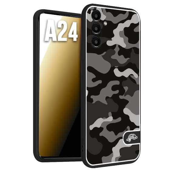 CUSTOMIZZA - Custodia cover nera morbida in tpu compatibile per Samsung A24 camouflage mimetico militare nero black grigio