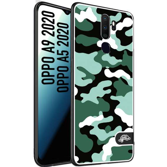 CUSTOMIZZA - Custodia cover nera morbida in tpu compatibile per Oppo A9 2020 - A5 2020 camouflage mimetico militare verde green