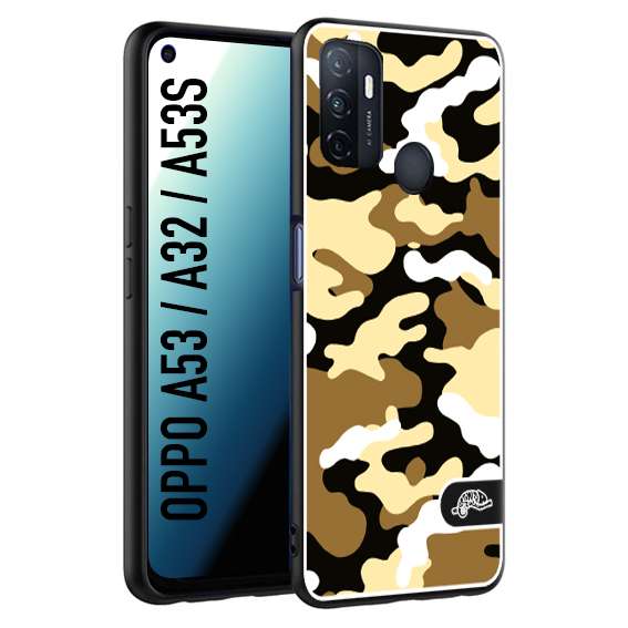 CUSTOMIZZA - Custodia cover nera morbida in tpu compatibile per Oppo A53 - A32 - A53S camouflage mimetico militare giallo desert brown