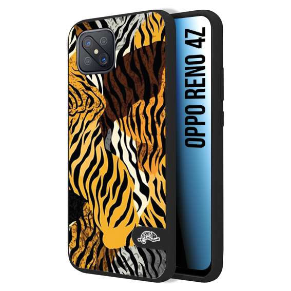 CUSTOMIZZA - Custodia cover nera morbida in tpu compatibile per Oppo Reno 4Z leopardato tigrato tiger colorata donna fashion estate