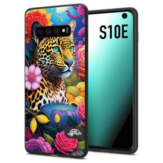 CUSTOMIZZA - Custodia cover nera morbida in tpu compatibile per Samsung S10E fiori astratti donna flower fantasia leopardo ghepardo animali colorati