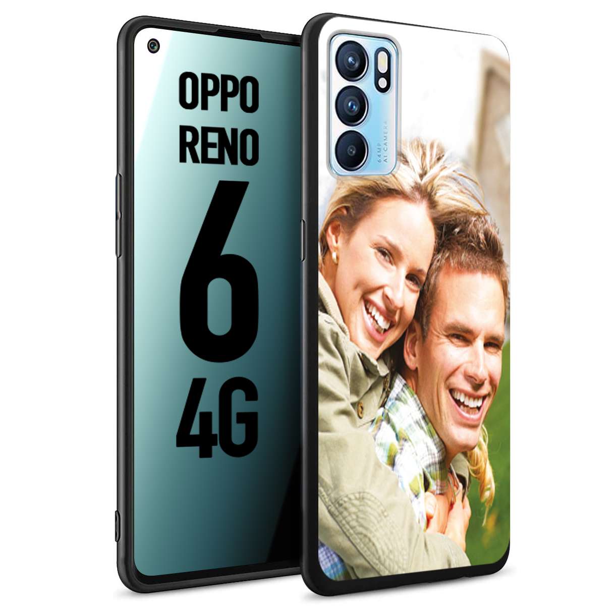 CUSTOMIZZA - Custodia cover nera morbida in tpu compatibile per Oppo Reno 6 4G personalizzata con foto immagine scritta a piacere