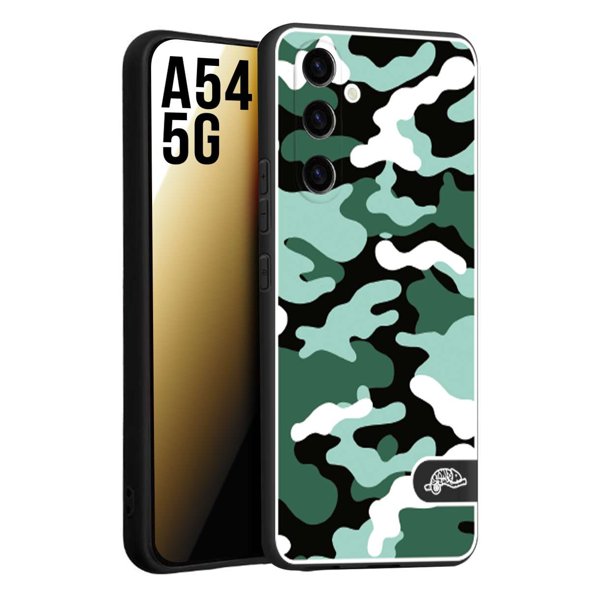 CUSTOMIZZA - Custodia cover nera morbida in tpu compatibile per Samsung A54 5G camouflage mimetico militare verde green