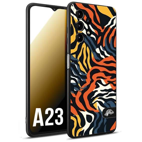 CUSTOMIZZA - Custodia cover nera morbida in tpu compatibile per Samsung A23 leopardato maculato tigrato tiger colorata gialla blu arancio