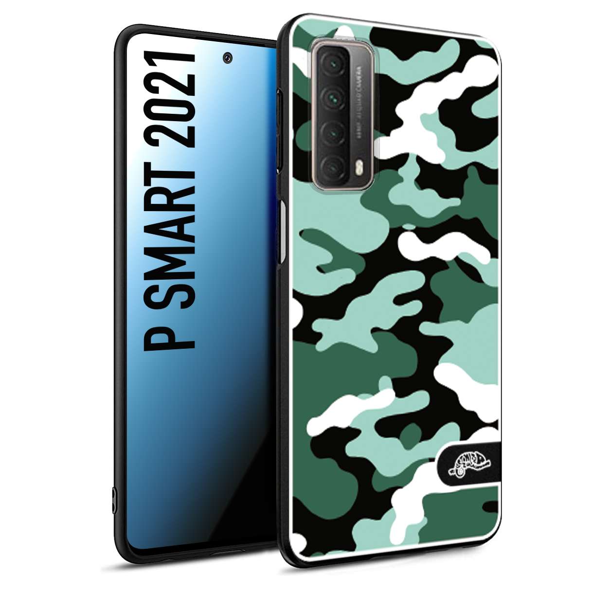 CUSTOMIZZA - Custodia cover nera morbida in tpu compatibile per Huawei P Smart 2021 camouflage mimetico militare verde green