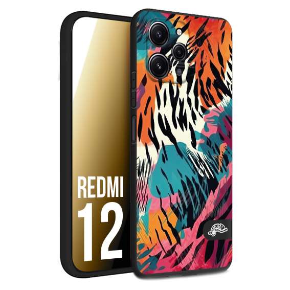 CUSTOMIZZA - Custodia cover nera morbida in tpu compatibile per Xiaomi Redmi 12 leopardato maculato tigrato tiger colorata summer color