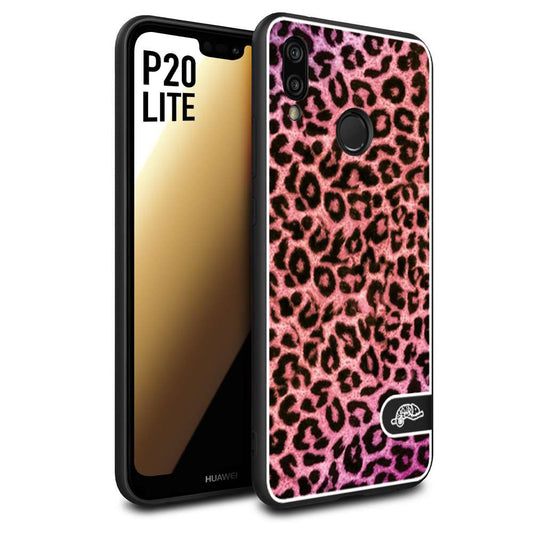 CUSTOMIZZA - Custodia cover nera morbida in tpu compatibile per Huawei P20 LITE leopardato maculato donna rosa leopard