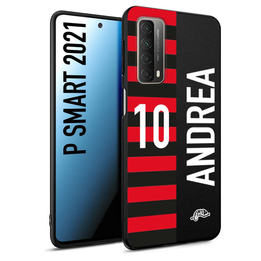 CUSTOMIZZA - Custodia cover nera morbida in tpu compatibile per Huawei P Smart 2021 personalizzata calcio football nome e numero calciatori rossonera