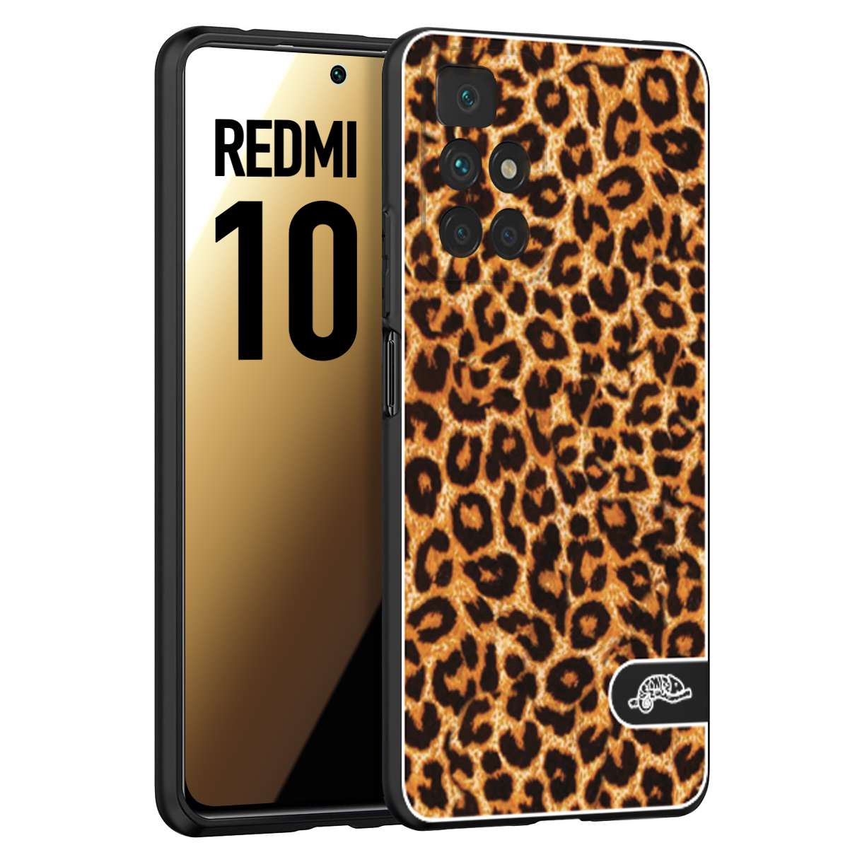 CUSTOMIZZA - Custodia cover nera morbida in tpu compatibile per Xiaomi Redmi 10 leopardato maculato donna marrone leopard brown