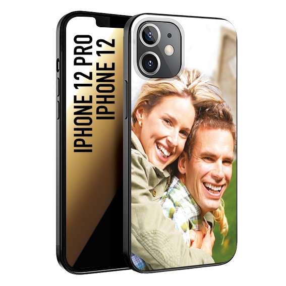 CUSTOMIZZA - Custodia cover nera morbida in tpu compatibile per iPhone 12 - 12 PRO personalizzata con foto immagine scritta a piacere