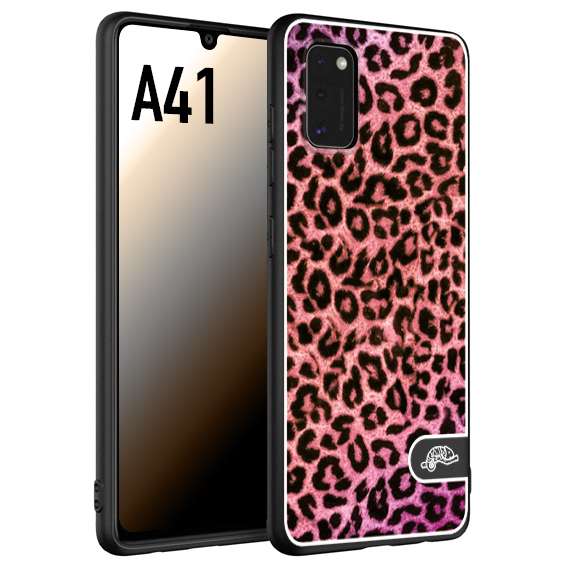 CUSTOMIZZA - Custodia cover nera morbida in tpu compatibile per Samsung A41 leopardato maculato donna rosa leopard