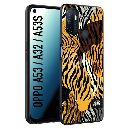 CUSTOMIZZA - Custodia cover nera morbida in tpu compatibile per Oppo A53 - A32 - A53S leopardato tigrato tiger colorata donna fashion estate