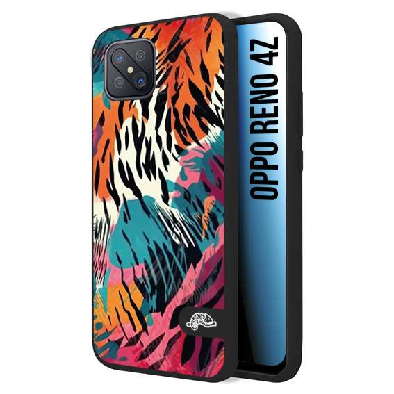 CUSTOMIZZA - Custodia cover nera morbida in tpu compatibile per Oppo Reno 4Z leopardato maculato tigrato tiger colorata summer color