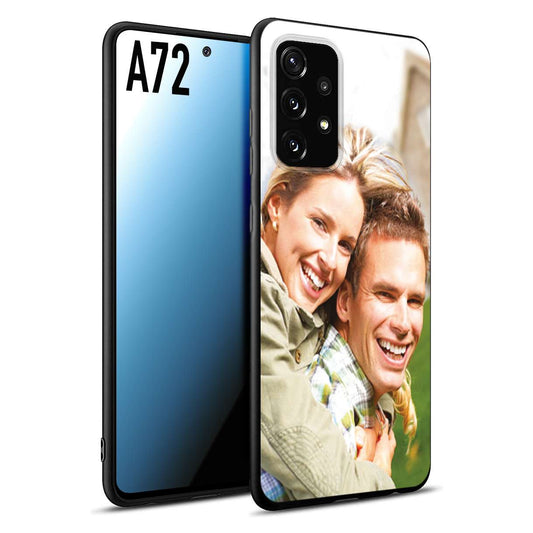 CUSTOMIZZA - Custodia cover nera morbida in tpu compatibile per Samsung A72 personalizzata con foto immagine scritta a piacere