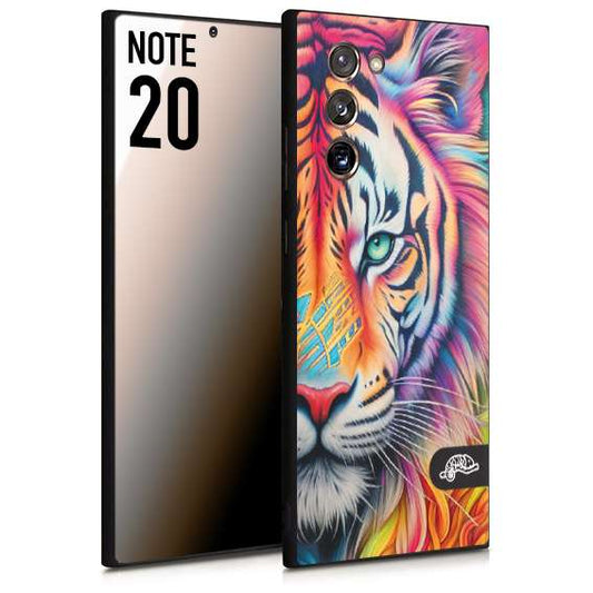 CUSTOMIZZA - Custodia cover nera morbida in tpu compatibile per Samsung NOTE 20 animali color tigre tiger viso colori vibranti disegnato schizzo