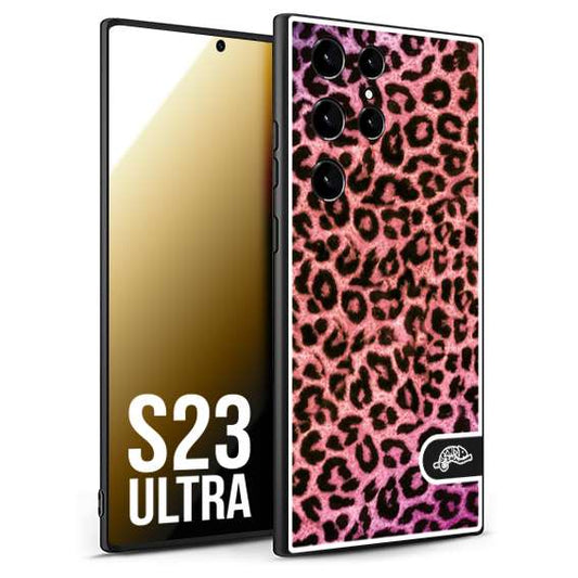 CUSTOMIZZA - Custodia cover nera morbida in tpu compatibile per Samsung S23 ULTRA leopardato maculato donna rosa leopard