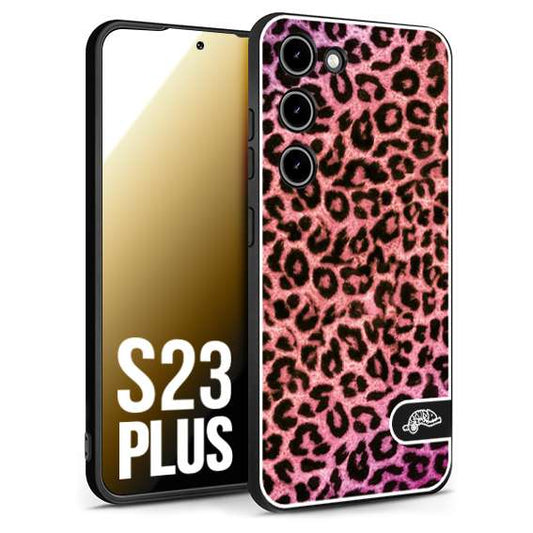 CUSTOMIZZA - Custodia cover nera morbida in tpu compatibile per Samsung S23 PLUS leopardato maculato donna rosa leopard