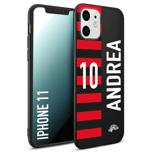 CUSTOMIZZA - Custodia cover nera morbida in tpu compatibile per iPhone 11 personalizzata calcio football nome e numero calciatori rossonera