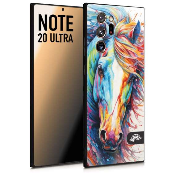 CUSTOMIZZA - Custodia cover nera morbida in tpu compatibile per Samsung NOTE 20 ULTRA animali color cavallo horse viso colori vibranti disegnato schizzo