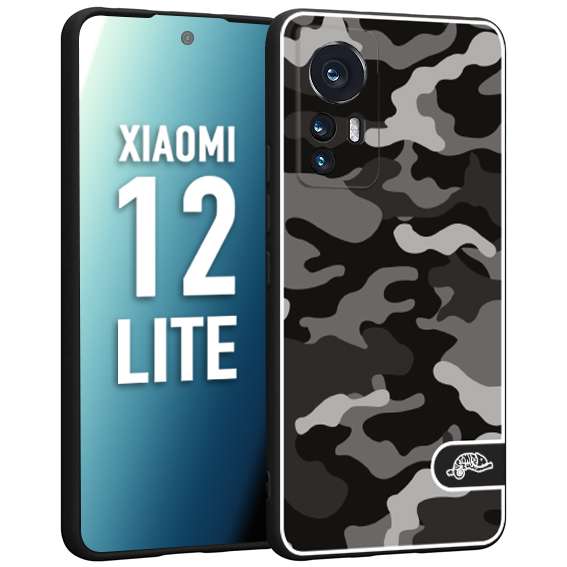 CUSTOMIZZA - Custodia cover nera morbida in tpu compatibile per Xiaomi 12 LITE camouflage mimetico militare nero black grigio