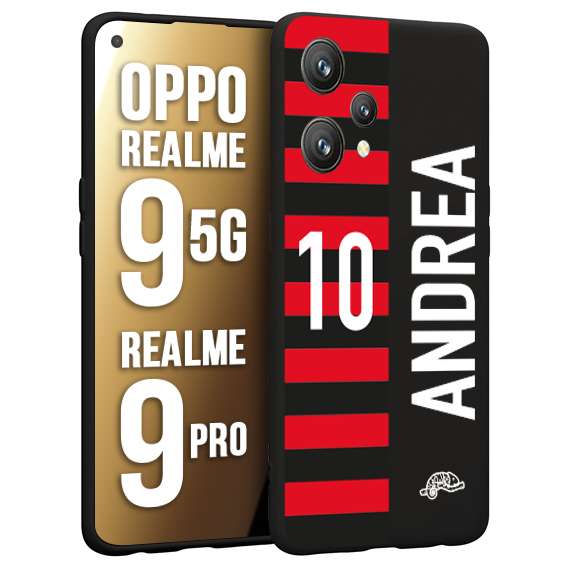 CUSTOMIZZA - Custodia cover nera morbida in tpu compatibile per Oppo Realme 9 5G - 9 PRO personalizzata calcio football nome e numero calciatori rossonera