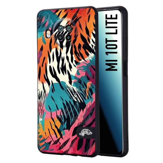 CUSTOMIZZA - Custodia cover nera morbida in tpu compatibile per Xiaomi Mi 10T LITE leopardato maculato tigrato tiger colorata summer color