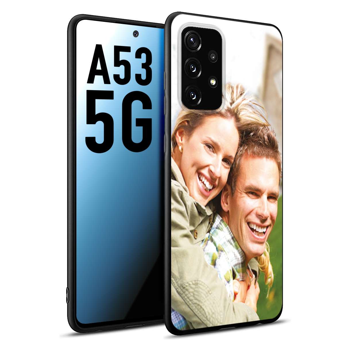 CUSTOMIZZA - Custodia cover nera morbida in tpu compatibile per Samsung A53 5G personalizzata con foto immagine scritta a piacere