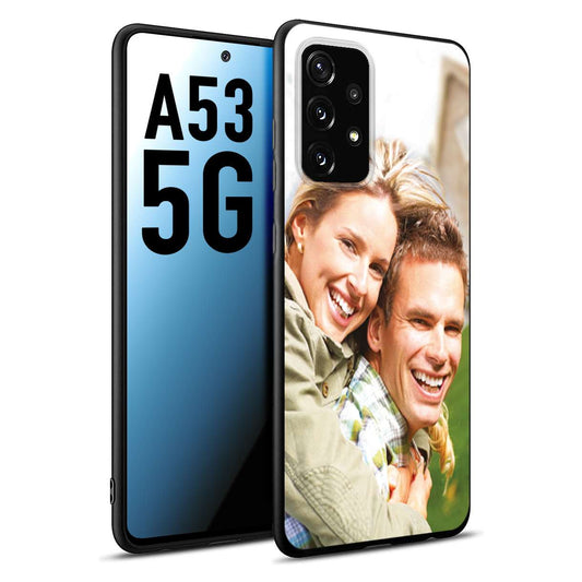 CUSTOMIZZA - Custodia cover nera morbida in tpu compatibile per Samsung A53 5G personalizzata con foto immagine scritta a piacere