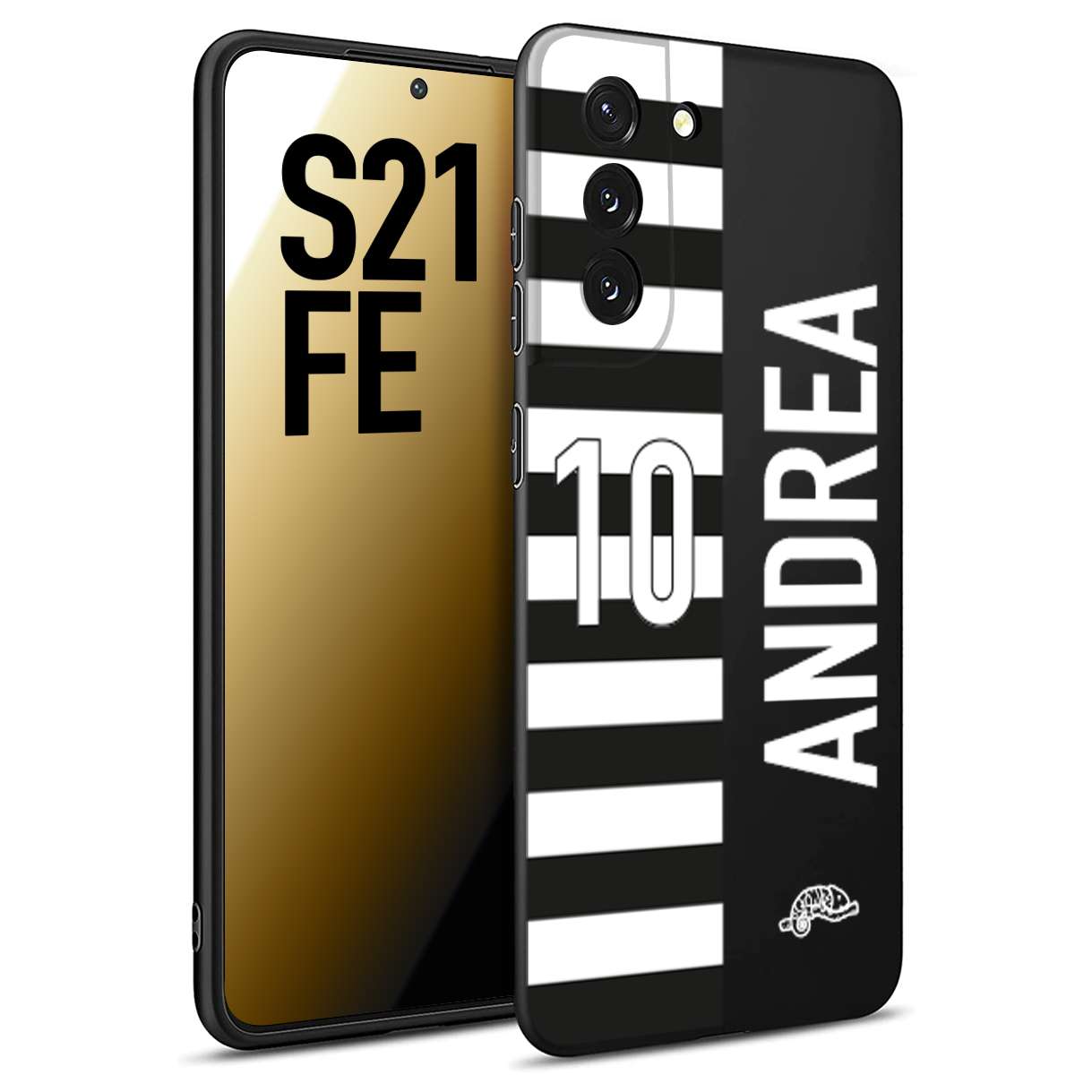 CUSTOMIZZA - Custodia cover nera morbida in tpu compatibile per Samsung S21 FE personalizzata calcio football nome e numero calciatori bianconera