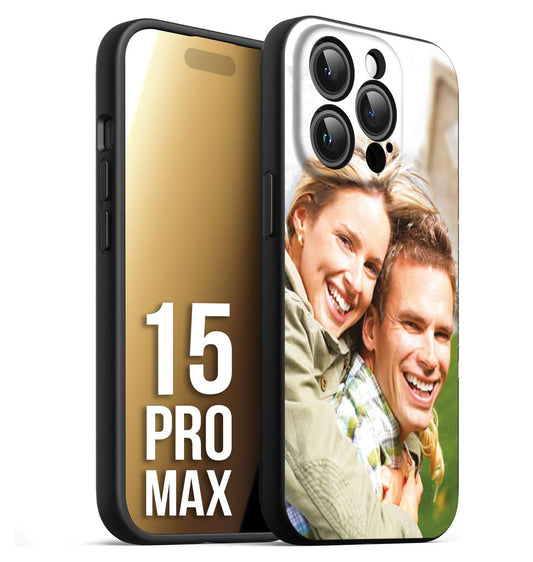 CUSTOMIZZA - Custodia cover nera morbida in tpu compatibile per iPhone 15 PRO MAX personalizzata con foto immagine scritta a piacere