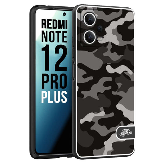 CUSTOMIZZA - Custodia cover nera morbida in tpu compatibile per Xiaomi Redmi Note 12 PRO PLUS camouflage mimetico militare nero black grigio