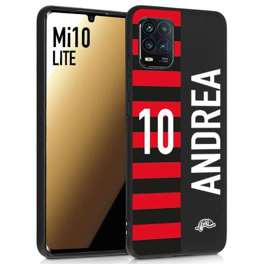 CUSTOMIZZA - Custodia cover nera morbida in tpu compatibile per Xiaomi Mi 10 LITE personalizzata calcio football nome e numero calciatori rossonera