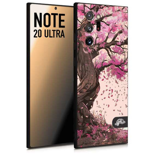 CUSTOMIZZA - Custodia cover nera morbida in tpu compatibile per Samsung NOTE 20 ULTRA giapponese colori morbidi fiori di ciliegio rosa disegnata