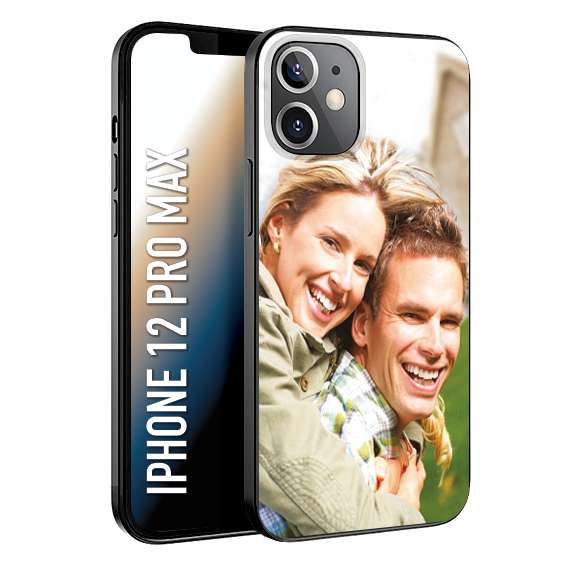 CUSTOMIZZA - Custodia cover nera morbida in tpu compatibile per iPhone 12 PRO MAX personalizzata con foto immagine scritta a piacere