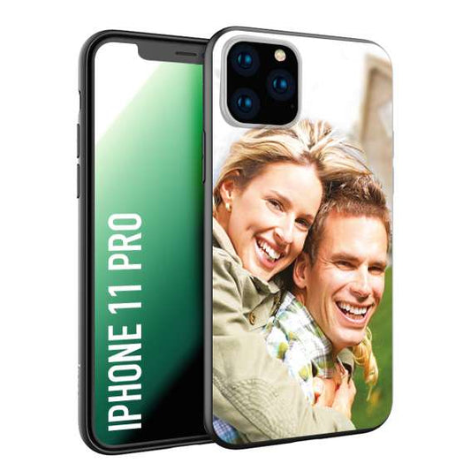 CUSTOMIZZA - Custodia cover nera morbida in tpu compatibile per iPhone 11 PRO personalizzata con foto immagine scritta a piacere