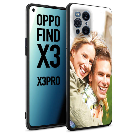 CUSTOMIZZA - Custodia cover nera morbida in tpu compatibile per Oppo Find X3 - Find X3 Pro 5G personalizzata con foto immagine scritta a piacere