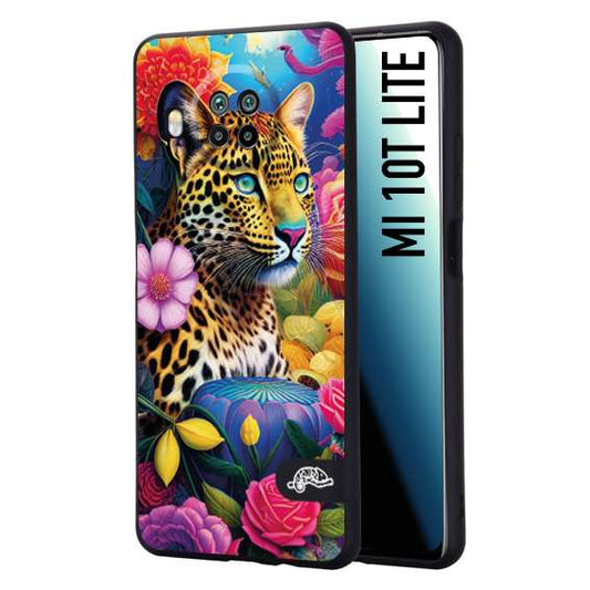 CUSTOMIZZA - Custodia cover nera morbida in tpu compatibile per Xiaomi Mi 10T LITE fiori astratti donna flower fantasia leopardo ghepardo animali colorati