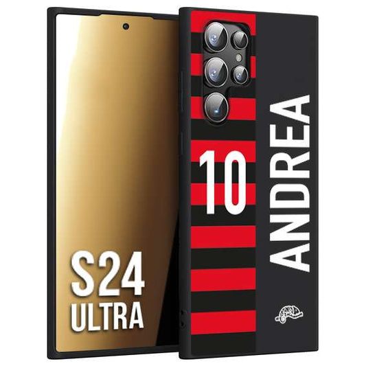 CUSTOMIZZA - Custodia cover nera morbida in tpu compatibile per Samsung S24 ULTRA personalizzata calcio football nome e numero calciatori rossonera