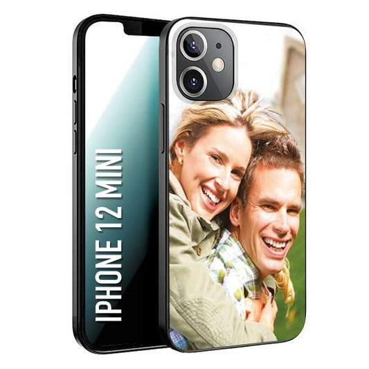 CUSTOMIZZA - Custodia cover nera morbida in tpu compatibile per iPhone 12 MINI personalizzata con foto immagine scritta a piacere