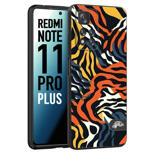 CUSTOMIZZA - Custodia cover nera morbida in tpu compatibile per Xiaomi Redmi Note 11 PRO PLUS leopardato maculato tigrato tiger colorata gialla blu arancio