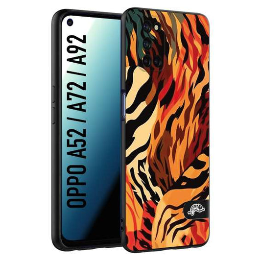 CUSTOMIZZA - Custodia cover nera morbida in tpu compatibile per Oppo A52 - A72 - A92 leopardato maculato tigrato tiger colorata gialla rossa arancio