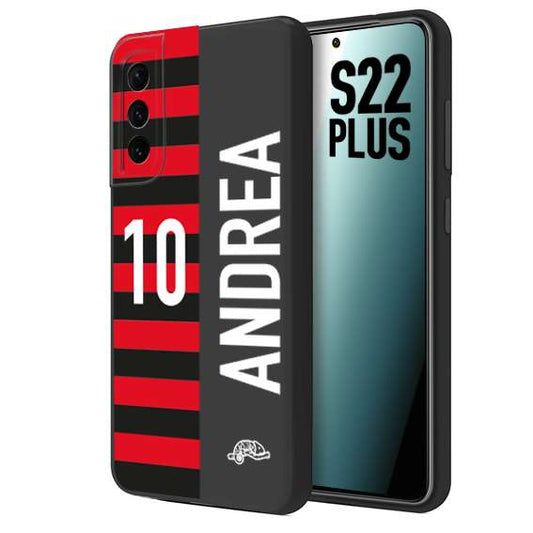 CUSTOMIZZA - Custodia cover nera morbida in tpu compatibile per Samsung S22 PLUS personalizzata calcio football nome e numero calciatori rossonera