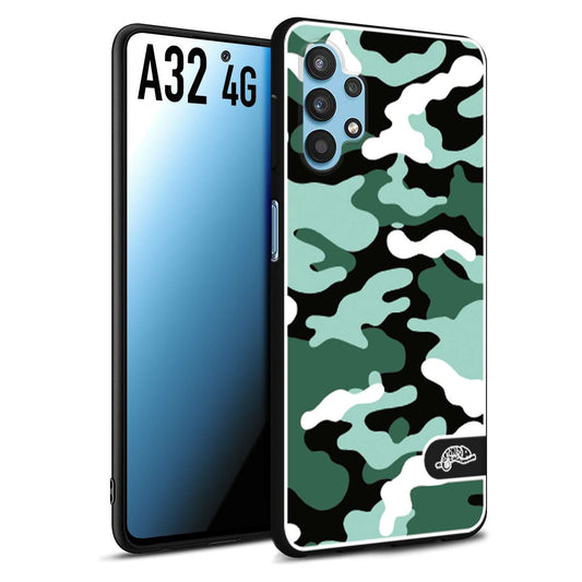 CUSTOMIZZA - Custodia cover nera morbida in tpu compatibile per Samsung A32 4G camouflage mimetico militare verde green