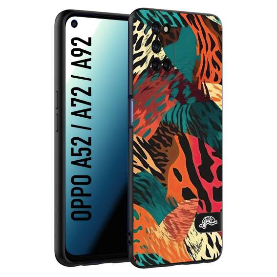 CUSTOMIZZA - Custodia cover nera morbida in tpu compatibile per Oppo A52 - A72 - A92 leopardato tigrato tiger colorata summer arancio verde fucsia